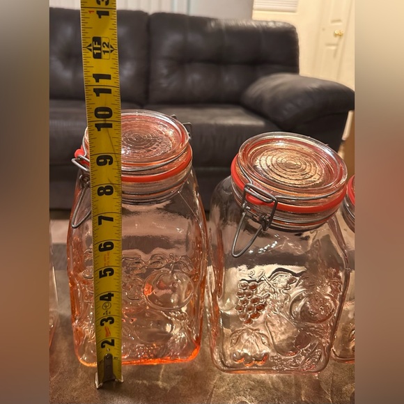 3 Piece Italian Casadis Milano Pink Glass Jars - Vintage Hand Blown Glass - Picture 6 of 10